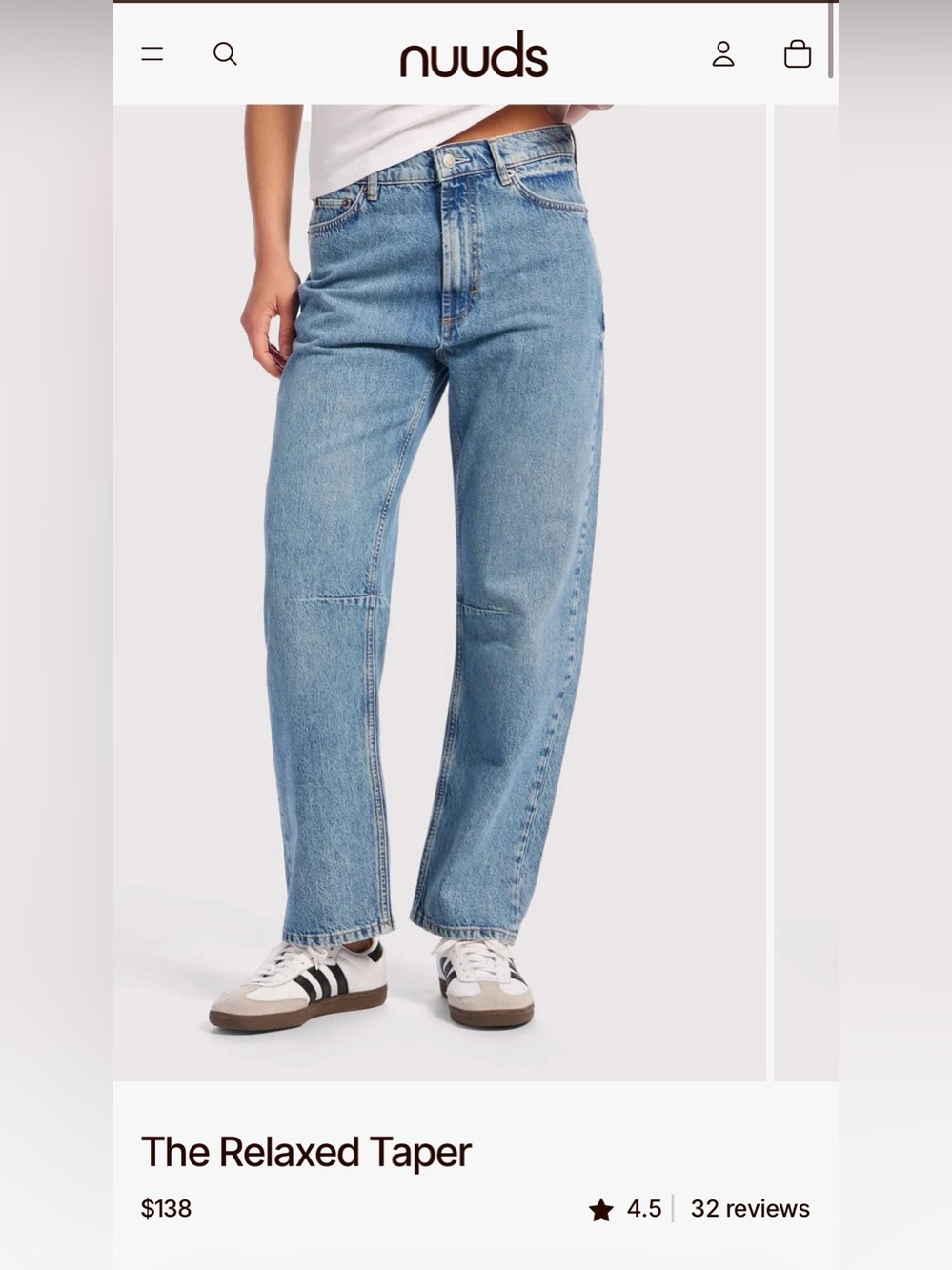 Women’s Nuuds Relaxed Taper Denim Jean Addison Wash